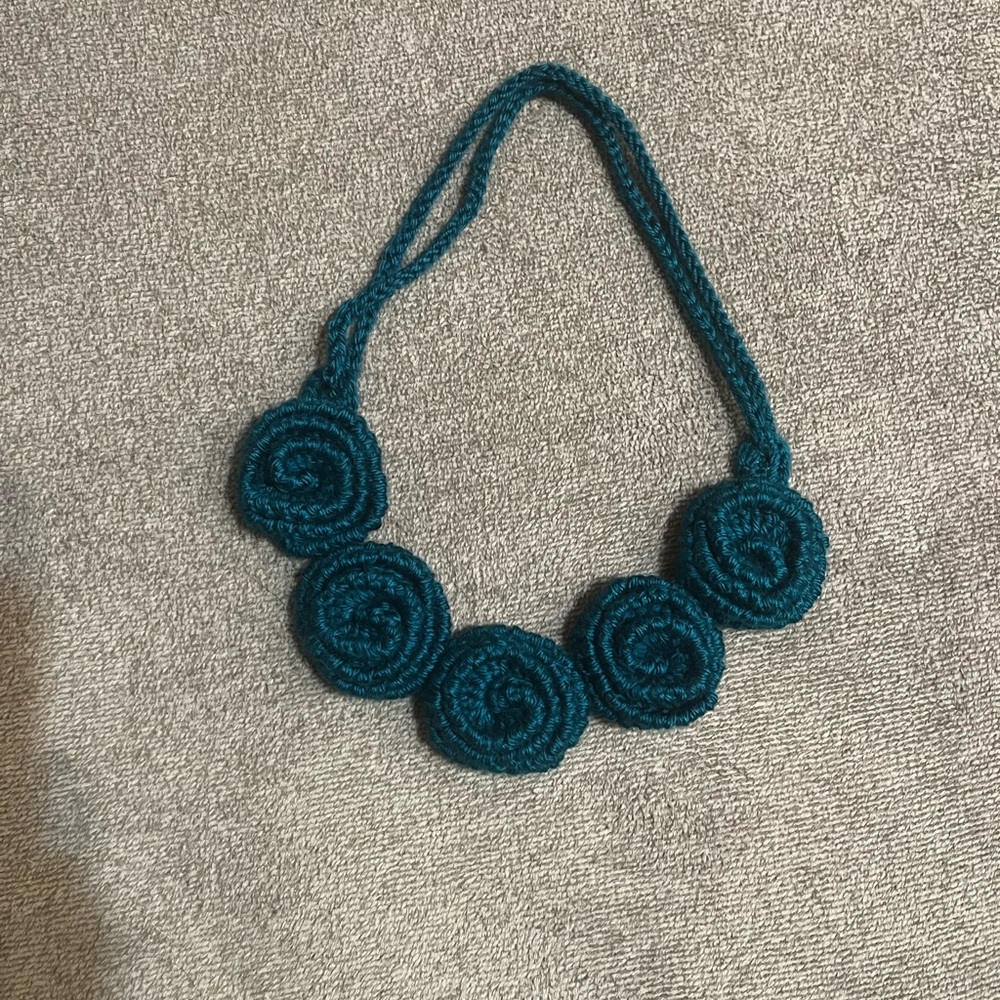 Elegant Teal Crochet Necklace